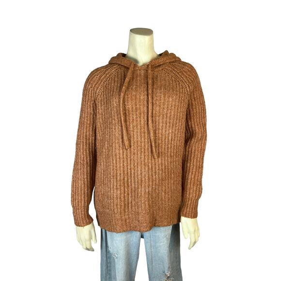Aerie Size XS orange hooded sweater knit oversized Wool Blend Fuzzy Cozy Comfy - Picture 4 of 10